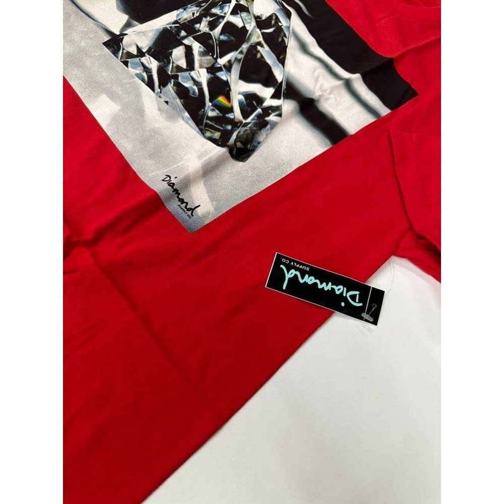 Diamond Supply Co T Shirt Size Large Red Brilliant Glass Short Sleeve Pullover - Picture 6 of 8